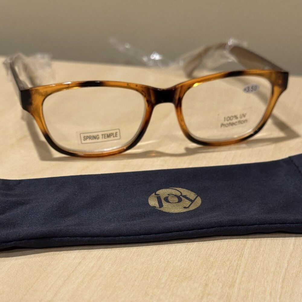 Joy Mangano Reading Glasses, +3.50, Amber Tortoise Frame Eyeglasses